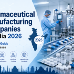 Pharmaceutical manufacturing companies in India 2026 production line with capsules and modern pharma equipment